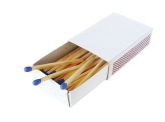 Matches with blue heads isolated on white background