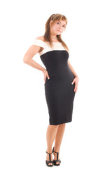 Young woman in a black coctail dress