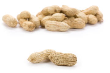 Peanuts with white background, close up
