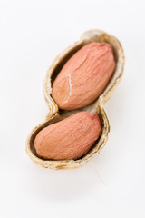 Peanut with white background, close up