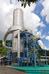 Vertical cylindrical equipment at a geothermal facility