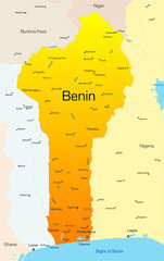 Abstract vector color map of Benin country