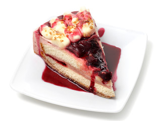 Cheesecake with Berries. Isolated on White Background