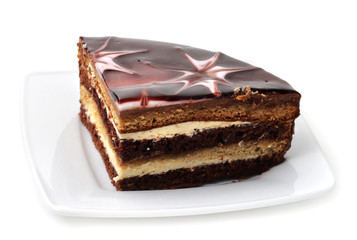 Chocolate Dessert on a Plate. Isolated on White Background