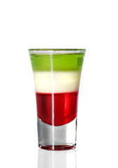 Layered Cocktail Shooter. Isolated on White Background