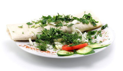 Meat in Pastry Isolated over White