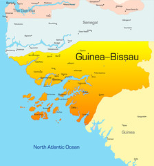 Abstract vector color map of Guinea-Bissau country