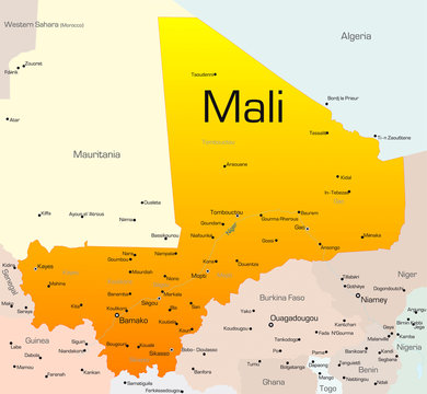 Abstract vector color map of Mali country