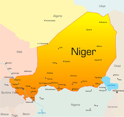 Obraz premium Abstract vector color map of Niger country