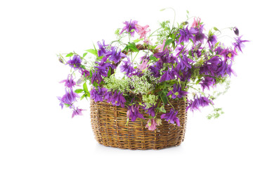 Wicker basket with wild flowers