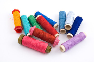 Group of colorful sewing threads