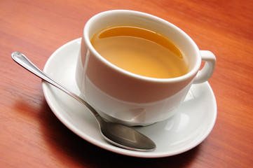 close-up of cup of green tea, shallow DOF