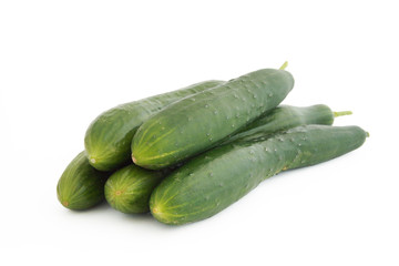 Cucumbers on white background