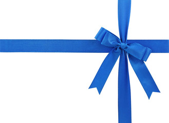 Blue bow isolated on white background