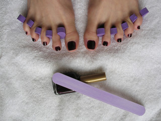 finished red pedicure