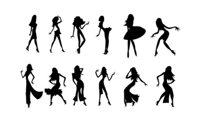 vector image of silhouettes of dancing women.