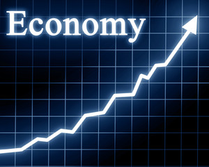 Arrow graph going up with economy written on it