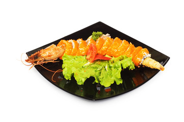 Sushi and crab isolated on the white background