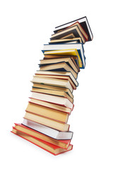 Stack of books isolated on the white background