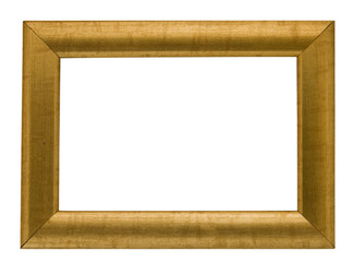 empty  gold coloured frame isolated on white with clipping path
