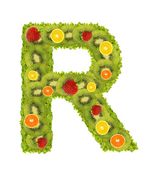Alphabet from fruit isolated on a white background - R