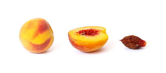 Ripe peach isolated on a white background