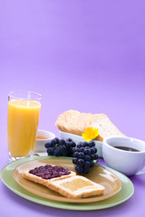 Sweet breakfast - toasts with jam and honey