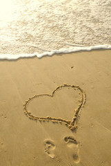 plage et coeur
