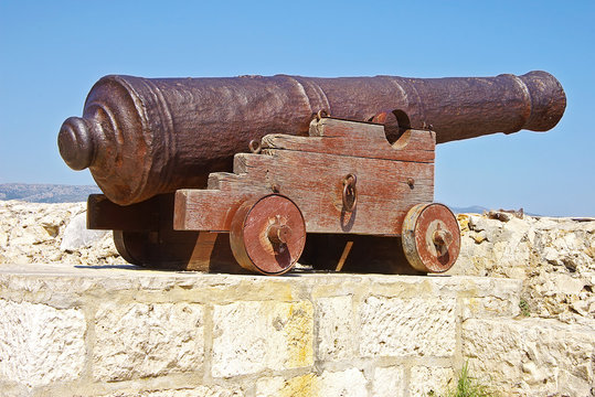 Old cannon. Korchula old city, Croatia.