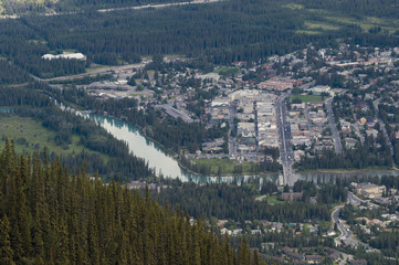 Banff town viewed from the top of Sulpher Mountain