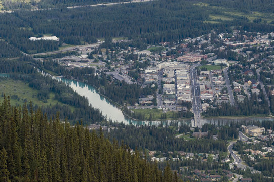 Banff Town Viewed From The Top Of Sulpher Mountain