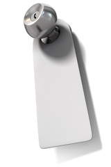 Door knob with hanging blank label