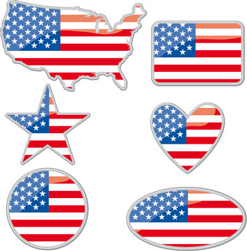 Various shapes with the Usa flag inside