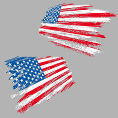 Two perspective views of the USA flag in grunge style