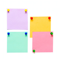 Office Color paper pin on white background