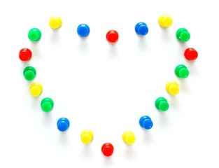 Heart from office color pin isolated on white