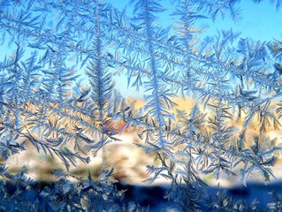 Winter patterns on windows glass