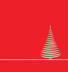 Abstract christmas tree on red