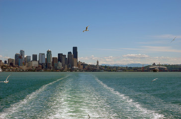 View on Seattle downtown from Puget Sound