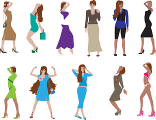 Fashion Girls. Vector Collection For Your Design.