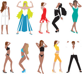 Fototapeta premium Fashion Girls. Vector Collection For Your Design.