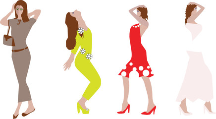 Fashion Girls. Vector Collection For Your Design.