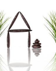 3d house combined from stones. Object over white