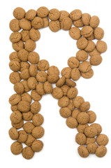 Little ginger nuts in the form of the letter R.