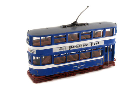 An Old Fashioned Toy Tram on and Isolated White Background