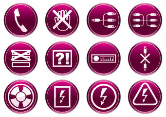 Gadget icons set. Purple - white palette. Vector illustration.