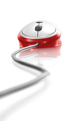 Computer mouse isolated on white with reflection