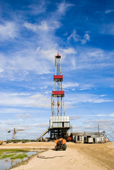 Oil drilling rig in East Siberia.