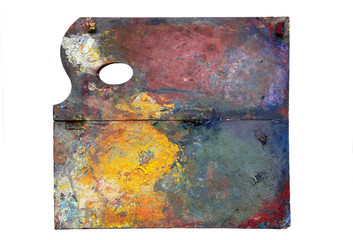 very old painter´s palette - isolated