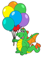 Cute dragon with balloons